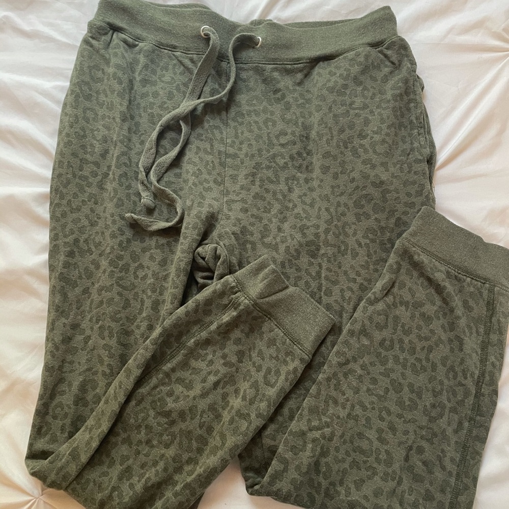 Green cheetah joggers